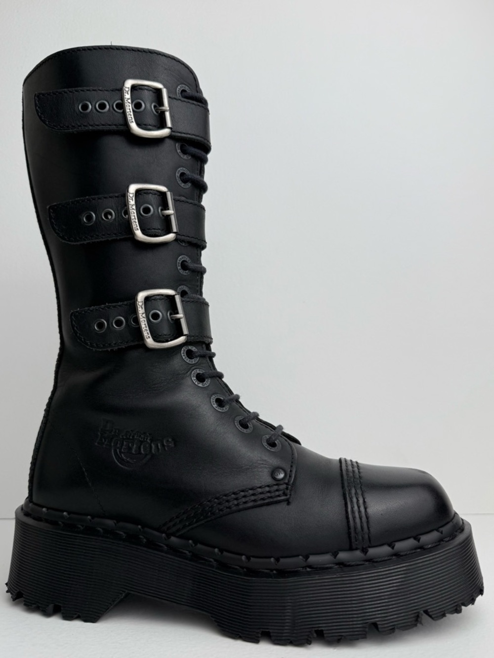 Vintage Dr. Martens 3A26 Holy Grail England Black Envy Platform Boots UK 4 - Picture 4 of 16